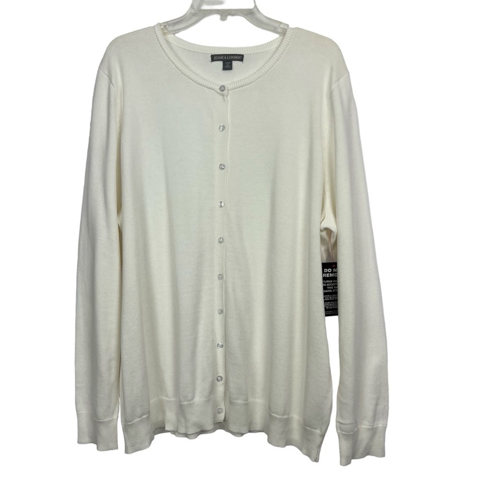 Jessica London Women’s Button Cardigan Sweater Sz 1X (22/24) Color White Stretch